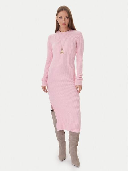 Patrizia Pepe Sukienka dzianinowa 2A2996 K294 Różowy Regular Fit. Czerwone sukienki damskie Patrizia Pepe, bez wzorów, z dzianiny, bez kołnierzyka, bez ramiączek. Za 1,389.00 zł.
