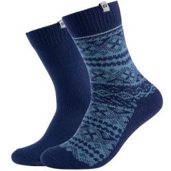 Skarpetki sportowe dla dorosłych 2PPK Men Casual Fashion Jacquard Socks. Niebieskie skarpety męskie Skechers, bez wzorów, z elastanu. Za 34.99 zł.