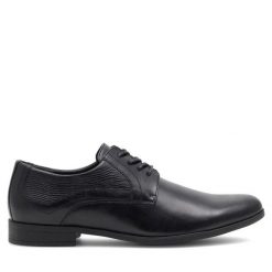 Półbuty Lanetti. Czarne buty wizytowe męskie Lanetti, bez wzorów, bez obcasa, bez zapięcia. Za 119.99 zł.
