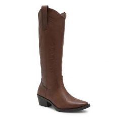 Kozaki Jenny Fairy. Brązowe kozaki damskie Jenny Fairy, bez wzorów, bez obcasa, na słupku, bez zapięcia. Za 199.99 zł.