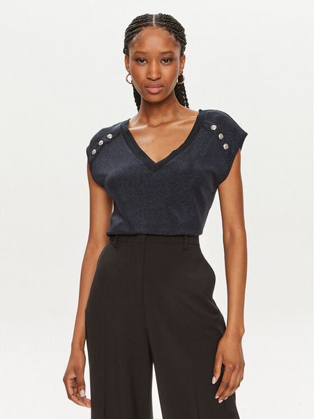 Morgan Bluzka 241-DILI Granatowy Regular Fit. Niebieskie bluzki damskie Morgan, xs, bez wzorów, z syntetyku, bez kołnierzyka, bez ramiączek. Za 99.99 zł.