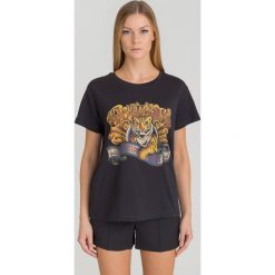 CZARNY T-SHIRT TWINSET. Czarne t-shirty damskie Twinset, l, bez wzorów, bez kołnierzyka, bez ramiączek. Za 205.00 zł.