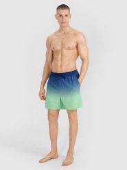 4F Spodenki plażowe męskie - zielone XL. Zielone szorty męskie 4F, bez wzorów, z syntetyku, wakacyjne. W wyprzedaży za 59.99 zł.