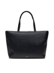 Calvin Klein Torebka Mini Line Quilt Medium Shopper K60K613077 Czarny. Czarne shopperki damskie Calvin Klein, bez wzorów, ze skóry, bez dodatków. Za 419.99 zł.