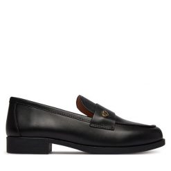 Półbuty LOVE MOSCHINO. Czarne półbuty damskie Love Moschino, bez wzorów, bez obcasa, na płaskiej podeszwie, bez zapięcia. Za 939.99 zł.