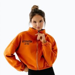 Bluza polarowa damska JoyInMe Zip Flow Sweatshirt. Brązowe bluzy damskie Joy in me, bez wzorów, z bawełny, bez ramiączek, bez kaptura. Za 439.99 zł.