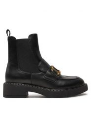 TWINSET Sztyblety 242TCP032 Czarny. Czarne botki damskie Twinset, bez wzorów, ze skóry, bez obcasa, na płaskiej podeszwie, bez zapięcia. Za 899.99 zł.