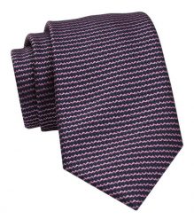 Klasyczny Krawat Męski - ALTIES - Granat, Różowe Paseczki. Niebieskie krawaty i muchy Alties, bez wzorów, z tkaniny, eleganckie. Za 49.00 zł.