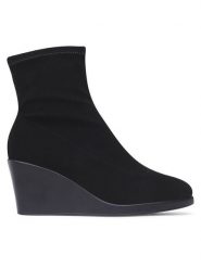 Jenny Fairy Botki WYL3209-1 Czarny. Czarne botki damskie Jenny Fairy, bez wzorów, z materiału, bez obcasa, na koturnie, bez zapięcia. Za 109.99 zł.