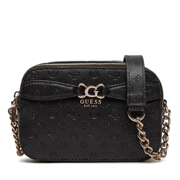 Torebka Guess. Czarne listonoszki damskie Guess, z aplikacjami, bez dodatków. Za 318.99 zł.