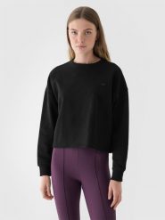 4F Bluza dresowa nierozpinana bez kaptura damska - czarna S. Czarne bluzy damskie 4F, s, bez wzorów, z bawełny, klasyczne, bez ramiączek, bez kaptura. W wyprzedaży za 59.99 zł.