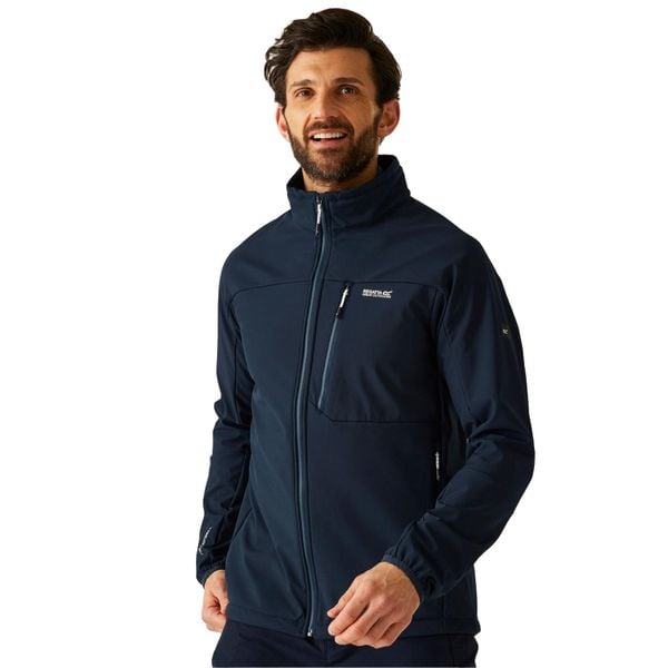 Męska Kurtka Soft Shell Mountdale. Niebieskie kurtki męskie Regatta, m, bez wzorów, z elastanu, bez kaptura, trekkingowe. Za 233.99 zł.