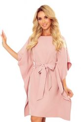 Sukienka Typu Motyl z Paskiem - Różowa. Czerwone sukienki damskie Numoco, l, bez wzorów, z elastanu, wizytowe, bez kołnierzyka, bez ramiączek. Za 224.90 zł.