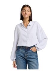 DAMSKA KOSZULA LEE BLOUSE WITH TIE FRONT CONCRETE PINSTRIPE 112363504. Koszule damskie Lee, s, bez wzorów, bez kołnierzyka, bez ramiączek. Za 169.99 zł.