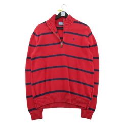 Polo Ralph Lauren męski sweter z półzamkiem trucker. Czerwone swetry męskie Ralph Lauren, l, bez wzorów, klasyczne, bez kołnierzyka, bez ramiączek. Za 212.96 zł.