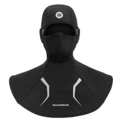 Czapka z kominem 2 w 1 podszewka polarowa. Czarne czapki damskie ROCKBROS, na zimę, bez wzorów, z materiału. Za 98.00 zł.