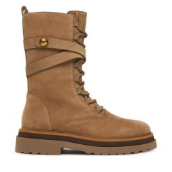 Botki TWINSET. Brązowe botki damskie Twinset, bez wzorów, bez obcasa, na płaskiej podeszwie, bez zapięcia. Za 1,299.00 zł.