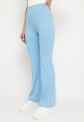 Niebieskie Legginsy Typu Dzwony z Wysokim Stanem Orralise. Niebieskie legginsy damskie Born2be, bez wzorów, z jeansu. Za 44.99 zł.
