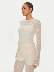 Gestuz Bluzka Lica 10909128 Écru Slim Fit. Bluzki damskie Gestuz, s, bez wzorów, z syntetyku, bez kołnierzyka, bez ramiączek. Za 319.99 zł.