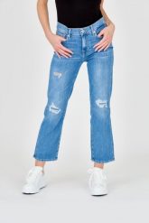 7 FOR ALL MANKIND Niebieskie jeansy Straight. Niebieskie jeansy damskie 7 for all mankind, bez wzorów, z bawełny. W wyprzedaży za 499.99 zł.