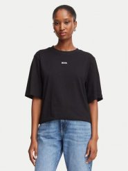 BOSS T-Shirt Enis 50523256 Czarny Regular Fit. Czarne t-shirty damskie Boss, l, bez wzorów, z bawełny, bez kołnierzyka, bez ramiączek. Za 229.99 zł.