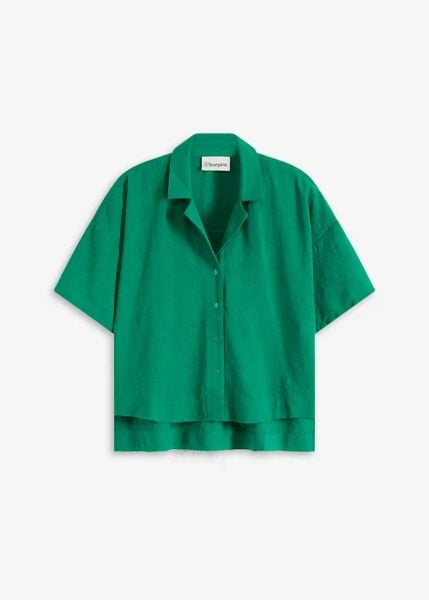 Bluzka koszulowa oversize. Zielone bluzki damskie bonprix, bez wzorów, bez kołnierzyka, bez ramiączek. Za 37.99 zł.