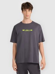 4F T-shirt oversize z nadrukiem męski 4F x Robert Lewandowski - szary S. Szare koszulki sportowe męskie 4F, l, bez wzorów, z bawełny, bez ramiączek. Za 129.99 zł.