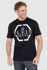 PHILIPP PLEIN Czarny t-shirt męski z logo. Czarne t-shirty męskie Philipp Plein, l, bez wzorów, bez kołnierzyka, bez ramiączek. W wyprzedaży za 1,199.99 zł.