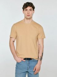 Koszulka męska z kieszonką beżowa Tomes 801. Brązowe t-shirty męskie BIG STAR, l, z aplikacjami, z bawełny, bez kołnierzyka, bez ramiączek. Za 99.99 zł.