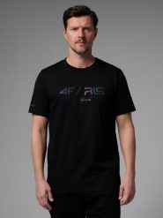 4F T-shirt regular z nadrukiem męski 4F x Robert Lewandowski - czarny M. Czarne koszulki sportowe męskie 4F, l, bez wzorów, z bawełny, bez ramiączek. Za 79.99 zł.