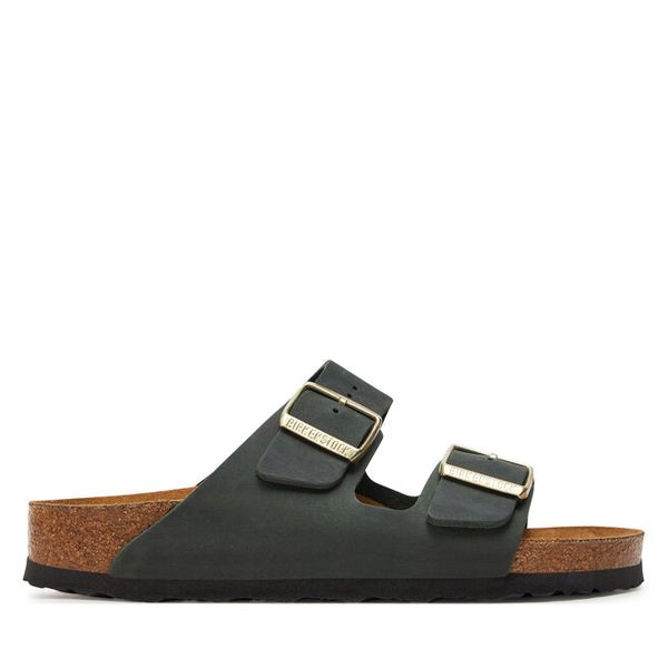 Klapki Birkenstock. Zielone klapki damskie Birkenstock, bez wzorów, bez obcasa, bez zapięcia. Za 399.99 zł.