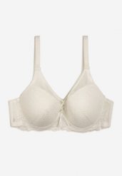 Jasnobeżowy Biustonosz Koronkowy Full Cup na Regulowanych Ramiączkach Rosalines. Brązowe biustonosze Born2be, bez wzorów, z koronki. Za 34.99 zł.