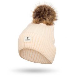 Czapka beżowa Peterson PTN HAT-07. Brązowe czapki damskie Peterson, na zimę, bez wzorów, eleganckie. Za 41.99 zł.
