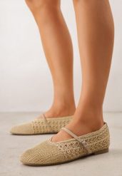 Beżowe Plecione Balerinki VICES z Paskiem z Klamerką i Wycięciem V Nemecea. Brązowe balerinki damskie Born2be, na lato, bez wzorów, z jeansu, boho, bez obcasa, bez zapięcia. Za 109.99 zł.