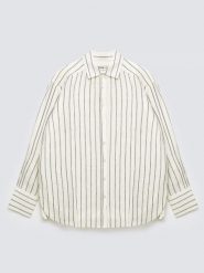 Lniana koszula damska w prążek biała Lamena 100. Białe koszule damskie BIG STAR, l, bez wzorów, z tkaniny, biznesowe, bez kołnierzyka, bez ramiączek. Za 249.99 zł.