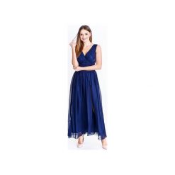 Drapowana sukienka maxi. Niebieskie sukienki damskie Bird, l, bez wzorów, bez kołnierzyka, bez ramiączek, maxi. Za 537.00 zł.