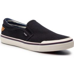 Tenisówki WRANGLER - Idol Slip On WM91112A Black 062. Czarne trampki męskie Wrangler, bez wzorów, z gumy, eleganckie, bez zapięcia. W wyprzedaży za 149.00 zł.