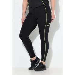 Damskie Legginsy sportowe neonowe szwy kieszenie z recyklingu. Czarne legginsy sportowe damskie Ulla Popken, plus size, bez wzorów, z elastanu. W wyprzedaży za 191.99 zł.