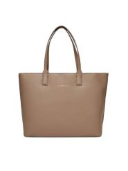 Tommy Hilfiger Torebka Th Logotape Tote AW0AW17449 Beżowy. Brązowe shopperki damskie Tommy Hilfiger, bez wzorów, ze skóry, bez dodatków. Za 419.99 zł.