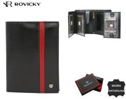 Portfel męski Rovicky 22313-RVTP czarny. Czarne portfele męskie ROVICKY, z aplikacjami, ze skóry. Za 105.99 zł.