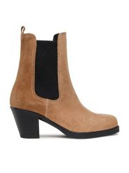 Simple Botki SL-36-02-000064 Brązowy. Brązowe botki damskie SIMPLE, bez wzorów, ze skóry, bez obcasa, na słupku, bez zapięcia. Za 479.99 zł.