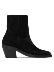 PINKO Botki Mozart Texano AI 23-24 BLKS1 102025 A0N8 Czarny. Czarne botki damskie Pinko, bez wzorów, ze skóry, bez obcasa, na słupku, bez zapięcia. Za 2,569.00 zł.