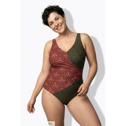 Damskie Strój kąpielowy palmy w kopertowym stylu miękkie miseczki. Fioletowe stroje kąpielowe damskie Ulla Popken, plus size, bez wzorów, z elastanu. W wyprzedaży za 191.99 zł.