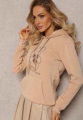 Beżowa Bluza Kangurka ze Ściągaczami z Nadrukiem i Polarem Simunsa. Brązowe bluzy damskie Renee, xl, bez wzorów, z polaru, casualowe, bez ramiączek, bez kaptura. Za 79.99 zł.