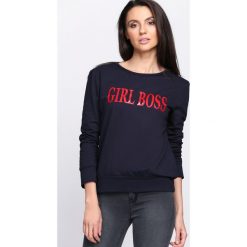 Granatowa Bluza Lady Boss. Bluzy damskie Born2be, uniwersalny, bez wzorów, casualowe, bez ramiączek, bez kaptura. Za 69.99 zł.