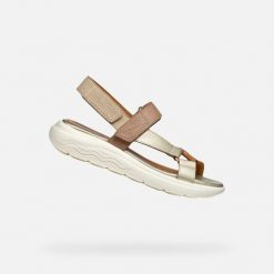 Buty do chodzenia damskie Geox D25ADA032CFC5258. Zielone obuwie trekkingowe damskie Geox, z materiału, bez zapięcia. Za 398.99 zł.