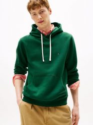 Tommy Hilfiger sweter z kapturem Mężczyźni Materiał dresowy zielony, L. Zielone swetry męskie Tommy Hilfiger, l, bez wzorów, z dresówki, bez kołnierzyka, bez ramiączek. Za 449.95 zł.