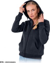 R.E.I.S. MALVA - bluza damska, zapięcie suwak, kaptur ściągany troczki, dwie kieszenie, dół rękawy ściągacz, 100% poliester 220 g/m2 - ciemnoszary XL. Szare bluzy damskie R.E.I.S., m, bez wzorów, z poliesteru, bez ramiączek, bez kaptura. Za 69.84 zł.