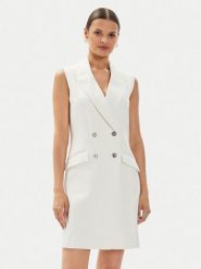 Guess Sukienka koktajlowa W4YK25 KBJP2 Écru Regular Fit. Sukienki damskie Guess, s, z aplikacjami, z syntetyku, wizytowe, bez kołnierzyka, bez ramiączek. Za 509.99 zł.