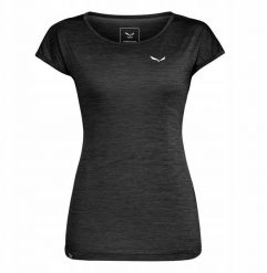 Koszulka Puez Melange Dry SS Tee Women Black Out Melange 36 (S) Salewa. Czarne bluzki damskie Salewa, s, bez wzorów, bez kołnierzyka, bez ramiączek. Za 179.52 zł.